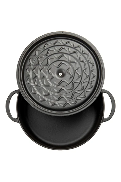 Sürel Aroma Kapak Siyah Yuvarlak Sığ Döküm Tencere 28 Cm - Resim 3