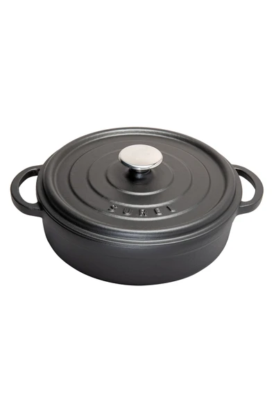 Sürel Aroma Kapak Siyah Yuvarlak Sığ Döküm Tencere 28 Cm - Resim 5