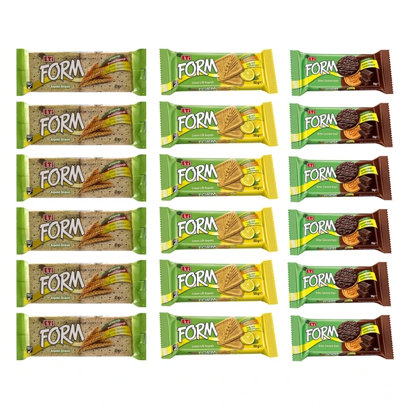 Eti Form Sade-Çikolatalı-Limon Lifli 18 li Karma Paket