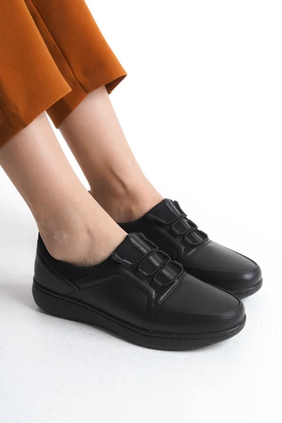 Kadın Bağcıklı Comfort Ayakkabı Tam Kalıp Ortopedik Taban Günlük Rahat Ayakkabı - Resim 3