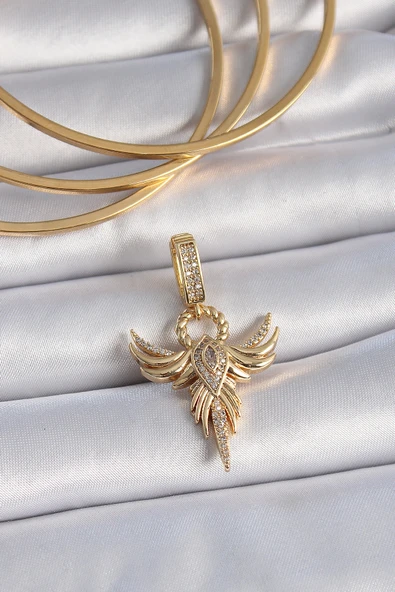 Pirinç Gold Renk Zirkon Taşlı Anka Kuşu Model Ajda Charm - TJ-BC1005 ürün görseli 1