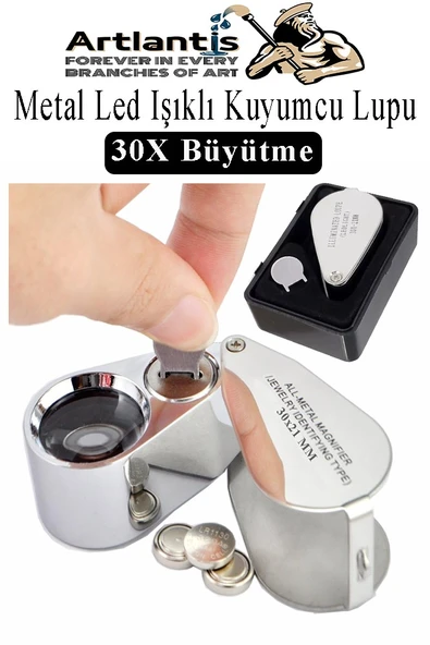 Işıklı Lup Büyüteç Mercek 30X Büyütme 21 mm 1 Adet 30X Kuyumcu Takı Lupu Paslanmaz Çelik Optik Kaliteli Taşınabilir Lup