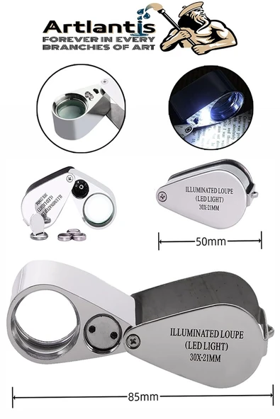 Işıklı Lup Büyüteç Mercek 30X Büyütme 21 mm 1 Adet 30X Kuyumcu Takı Lupu Paslanmaz Çelik Optik Kaliteli Taşınabilir Lup - 2