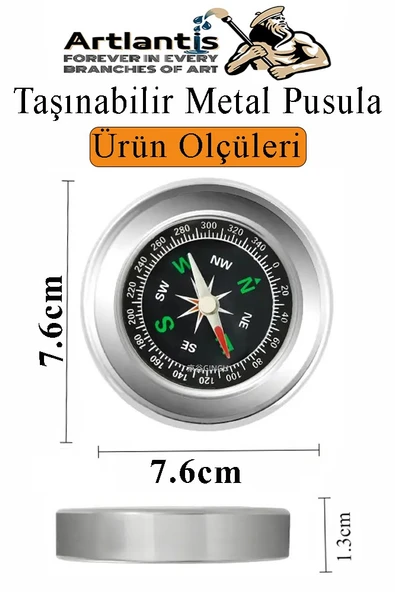 Pusula Çelik 75 mm 1 Adet Profesyonel Metal Kasa Dayanıklı Taşınabilir El Pusulası Yuvarlak Cep Pusulası - 2