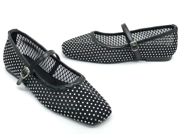 Feles Dantel Taş Detaylı Kadın Babet Ayakkabı - Resim 6