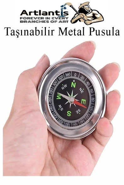 Pusula Çelik 75 mm 1 Adet Profesyonel Metal Kasa Dayanıklı Taşınabilir El Pusulası Yuvarlak Cep Pusulası - 4