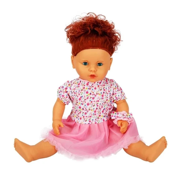 1060011 Lila Sesli Saçlı Et Bebek 60 Cm
