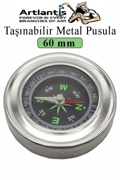 Pusula Çelik 60 mm 1 Adet Profesyonel Metal Kasa Dayanıklı Taşınabilir El Pusulası Yuvarlak Cep Pusulası