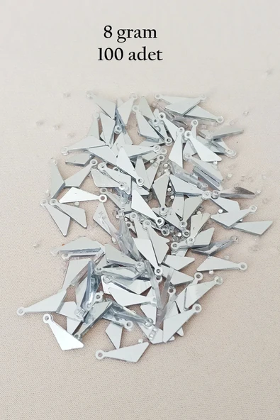 Oya Abiye Bileklik Kolye Pleksi Metalik Plastik Pul Gümüş Renk 8 gram 100 adet - BNC533