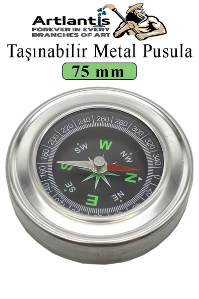 Pusula Çelik 75 mm 1 Adet Profesyonel Metal Kasa Dayanıklı Taşınabilir El Pusulası Yuvarlak Cep Pusulası