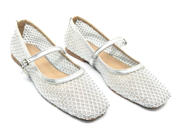 Feles Dantel Taş Detaylı Kadın Babet Ayakkabı - Resim 2