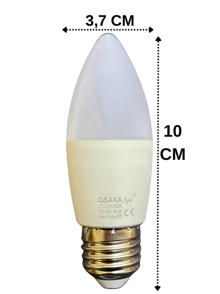 (3 Adet) Osaka 9W (70W) Beyaz Işık E27 Duylu (Kalın Duy) Led Ampul - 3