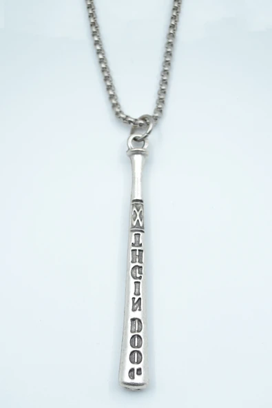 Beyzbol Sopası Gümüş Kaplama Örme Zincir Kolye ürün görseli 1