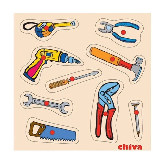 1001-cs Chiva, Tamir Aletleri Ahşap Puzzle