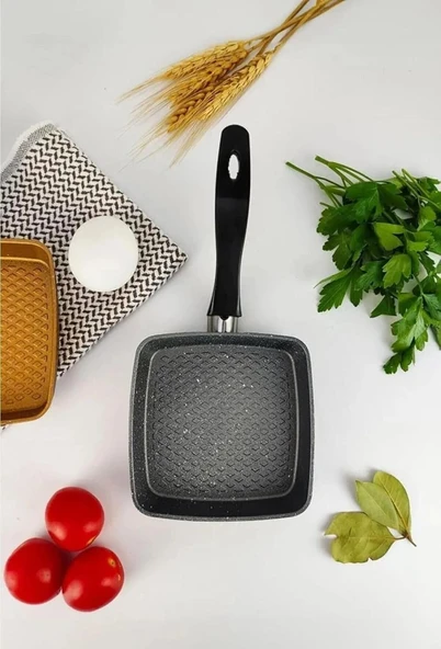 Busstier Mini Granit Sos ve Omlet Tavası - Yapışmaz Dayanıklı Pişirme Tavası (Kare, 12 cm) - 2