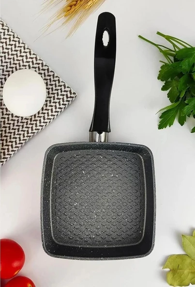 Busstier Mini Granit Sos ve Omlet Tavası - Yapışmaz Dayanıklı Pişirme Tavası (Kare, 12 cm) - 4