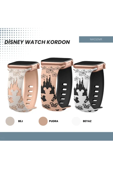 Disney Temalı Watch Kordonu 38/40/41 mm - Şık Silikon, Prens ve Prenses Şato Desenli - 3