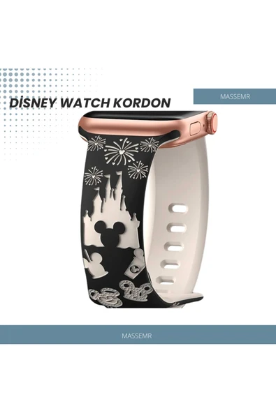 Disney Temalı Watch Kordonu 38/40/41 mm - Şık Silikon, Prens ve Prenses Şato Desenli