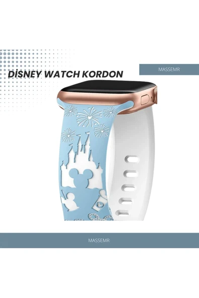 Disney Temalı Watch Kordonu 38/40/41 mm - Şık Silikon, Prens ve Prenses Şato Desenli - 7