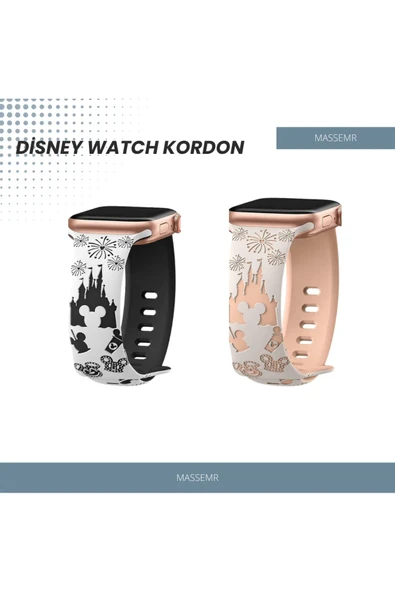 Disney Temalı Watch Kordonu 38/40/41 mm - Şık Silikon, Prens ve Prenses Şato Desenli - 6
