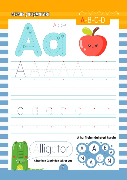 Uygulamalarla Alfabe Çalışmaları YAZ-SİL Kitabı - Resim 2