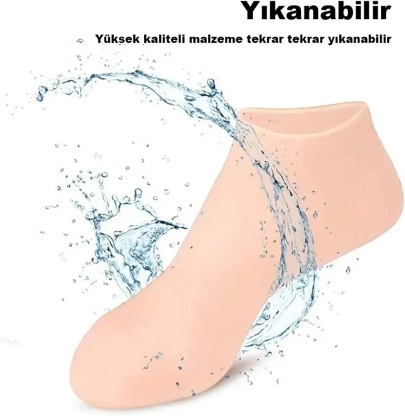 Silikon Ayak Bakım Çorabı - Nemlendirici Jel Destekli, Çatlak Önleyici ve Tekrar Kullanılabilir - 5