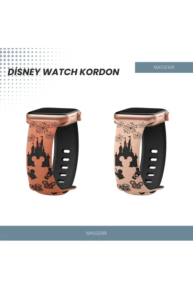 Disney Temalı Watch Kordonu 38/40/41 mm - Şık Silikon, Prens ve Prenses Şato Desenli - 5