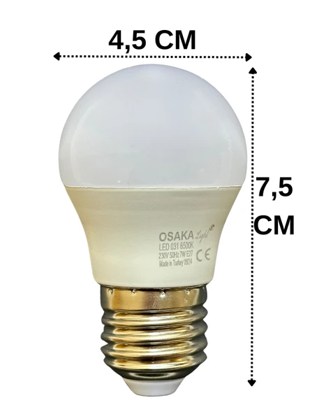 (3 Adet) Osaka 7W (50W) Beyaz Işık E27 Duylu (Kalın Duy) Led Ampul - 3