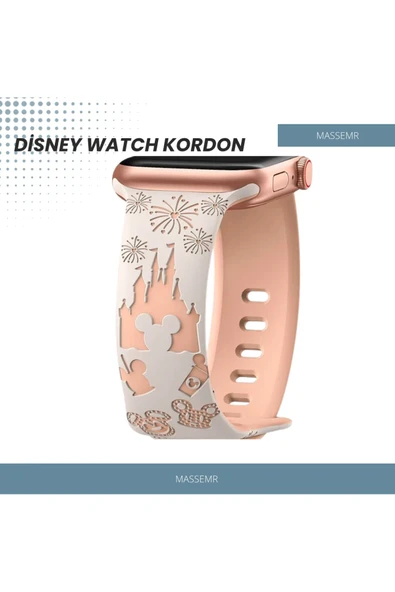 Disney Temalı Watch Kordonu 38/40/41 mm - Şık Silikon, Prens ve Prenses Şato Desenli