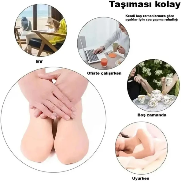 Silikon Ayak Bakım Çorabı - Nemlendirici Jel Destekli, Çatlak Önleyici ve Tekrar Kullanılabilir - 3
