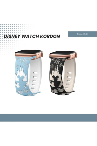 Disney Temalı Watch Kordonu 38/40/41 mm - Şık Silikon, Prens ve Prenses Şato Desenli - 4