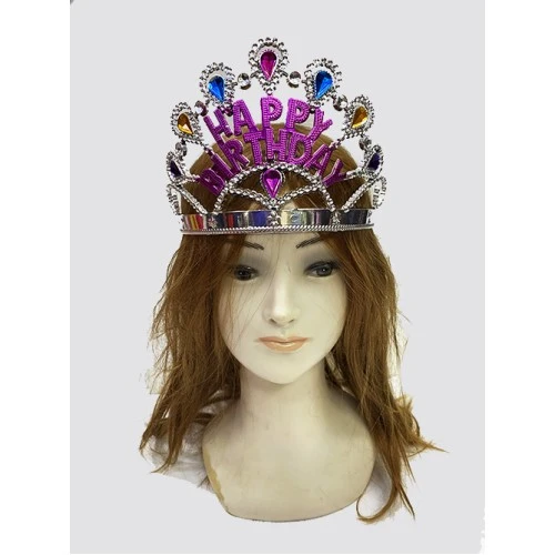 Periboia Gümüş Renk Happy Birthday Yazılı Doğum Günü Tacı - 2