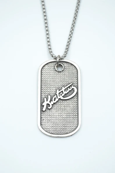 Kemal Atatürk İmzalı Künye Gümüş Kaplama Örme Zincir Kolye ürün görseli 1