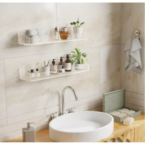 Periboia 2'li Şık ve Minimalist Tasarımlı Şeffaf Duvar Rafı