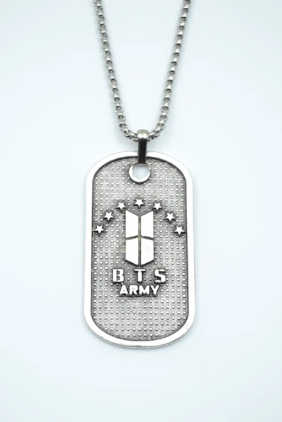 BTS Army Künye Gümüş Kaplama Örme Zincir Kolye - 1