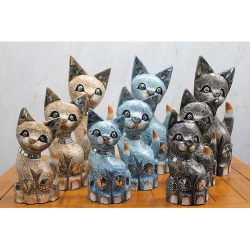 Periboia Ahşap 3'lü Kedi Seti 40 Cm