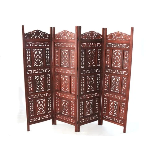 Periboia Ahşap Maun Rengi El Oyması Paravan ürün görseli 1