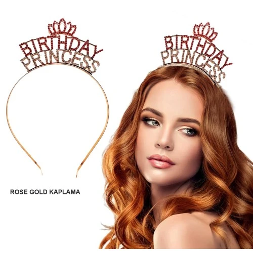 Periboia Birthday Princess Kristal Taç – Rose Gold Kaplama