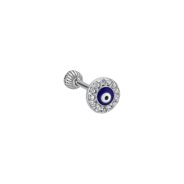 Özel Kutu ve Gümüş Bezi İle Göz Mine & Zirkon Taşlı Tragus Küpe