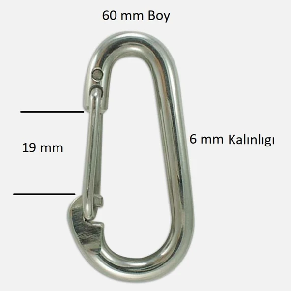 Periboia Baş Zincir Karabina Yaylı 6 mm Galvanizli 2 Adet