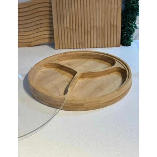 Periboia Kapaklı 3 Bölmeli Bambu Çerezlik - 2