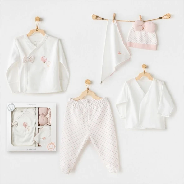 Andywawa Ac25550 Newborn Set Pınk Baloons 5'li Hastane Çıkışı Ekru ürün görseli