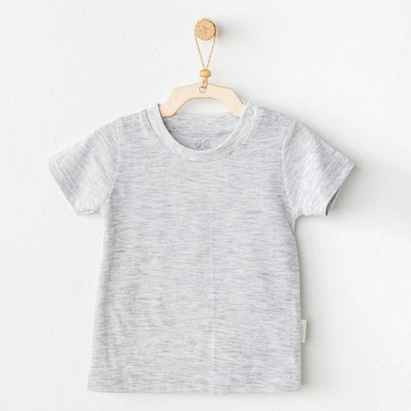 Andywawa Ac25971 Casual Bebek Tişört Grey Melange