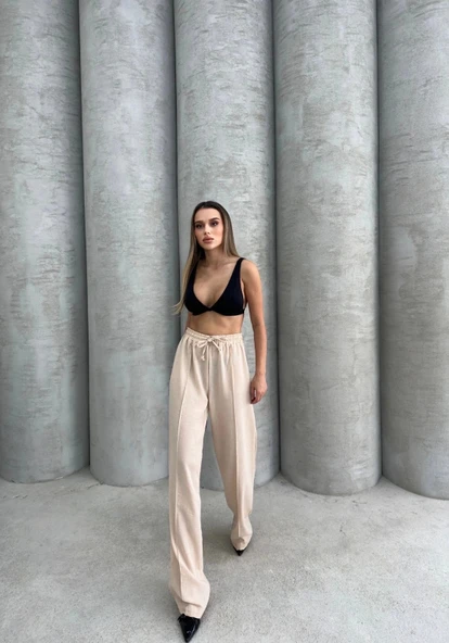 Çımalı keten pantolon - 2