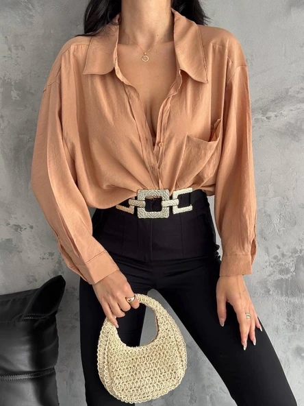 Modal oversize cepli gömlek - 4