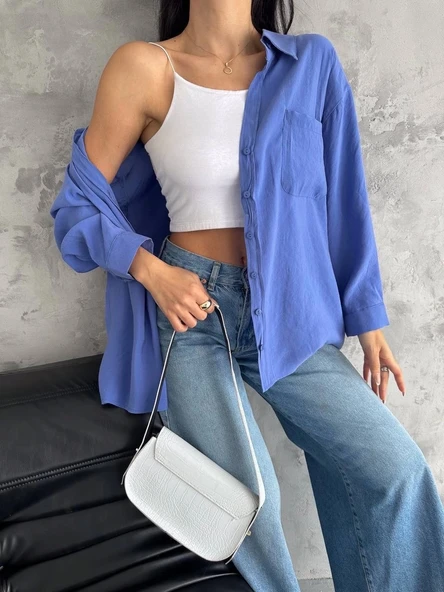 Modal oversize cepli gömlek - 6