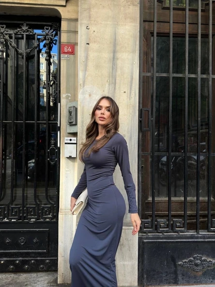 Uzun kollu uzun elbise - 6