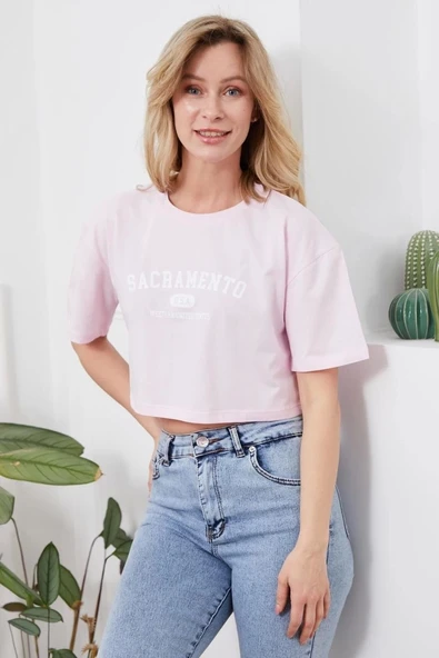 Baskılı Crop tişört - 5