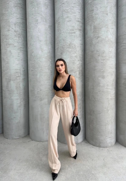 Çımalı keten pantolon - 4