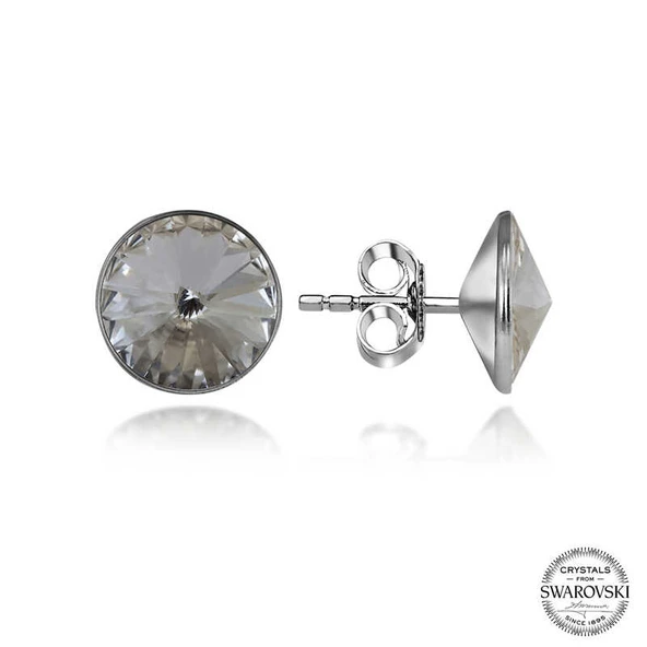Özel Kutu ve Gümüş Bezi İle Swarovski Crystal Taşlı Gümüş Çivili Kadın Küpe - 1